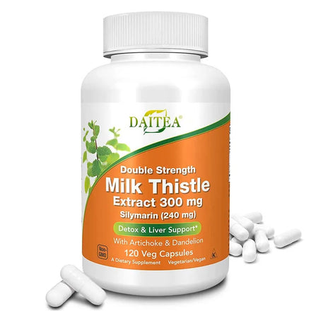 Milk Thistle, Artichoke & Dandelion Dual Action Milk Thistle Extract 300mg, Liver Protectant, Fatty Liver Supplement, Alcoholism