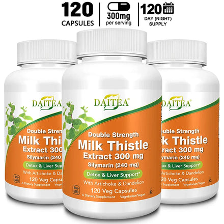 Milk Thistle, Artichoke & Dandelion Dual Action Milk Thistle Extract 300mg, Liver Protectant, Fatty Liver Supplement, Alcoholism