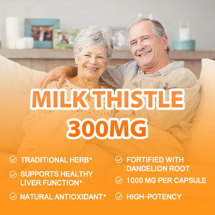 Milk Thistle, Artichoke & Dandelion Dual Action Milk Thistle Extract 300mg, Liver Protectant, Fatty Liver Supplement, Alcoholism