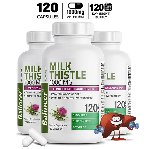 Milk Thistle Supplement, 1000mg Milk Thistle & Dandelion Root, Double Strength, for Healthy Liver Function, Natural Antioxidant in Pakistan