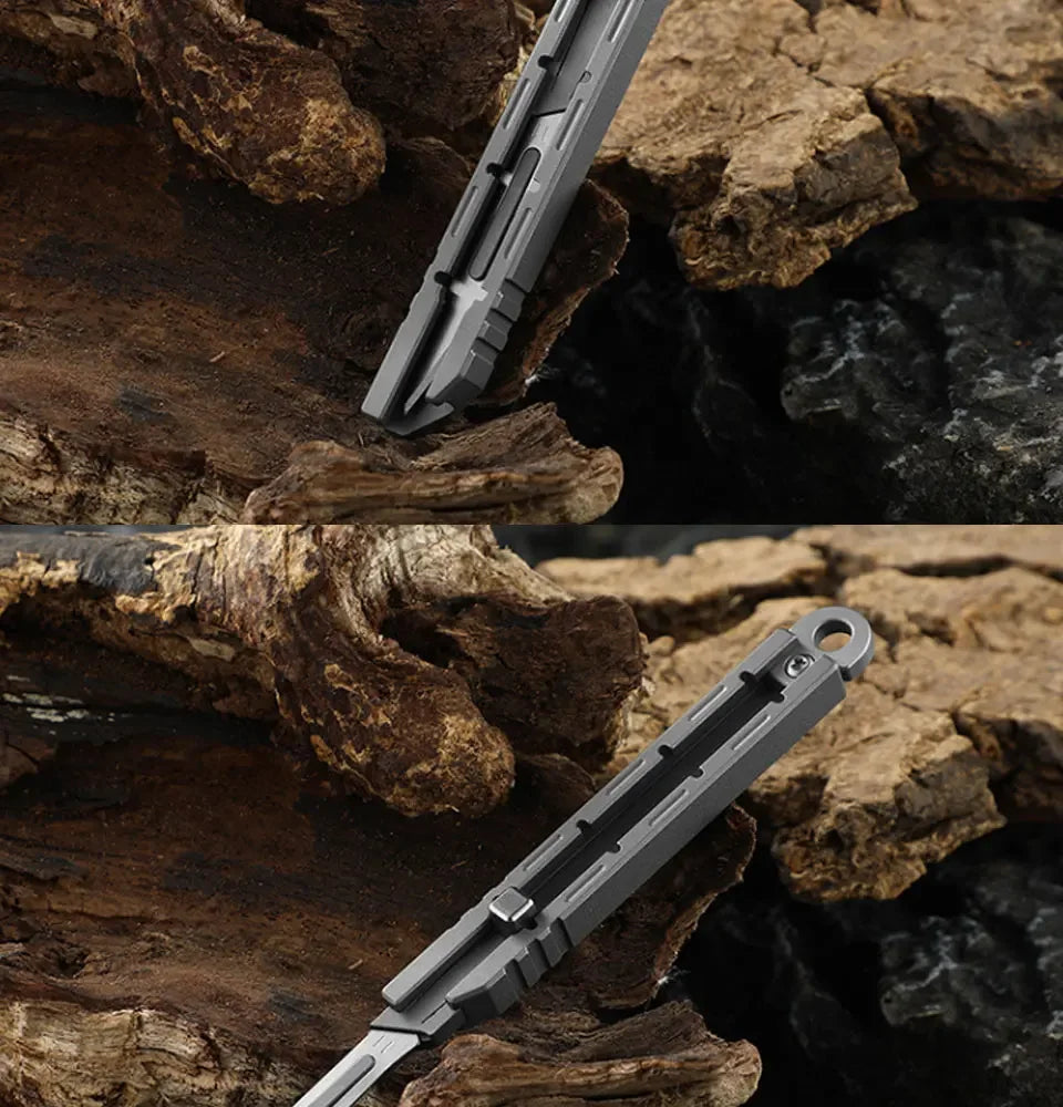Mini Titanium Alloy Surgical Knife Outdoor Camping Open Box Portable Art Push Knife with 10pcs Blades