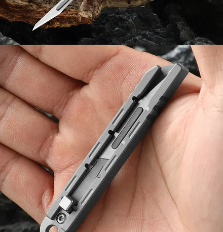 Mini Titanium Alloy Surgical Knife Outdoor Camping Open Box Portable Art Push Knife with 10pcs Blades