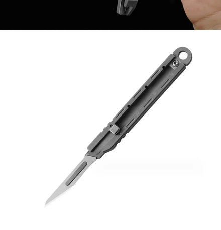 Mini Titanium Alloy Surgical Knife Outdoor Camping Open Box Portable Art Push Knife with 10pcs Blades