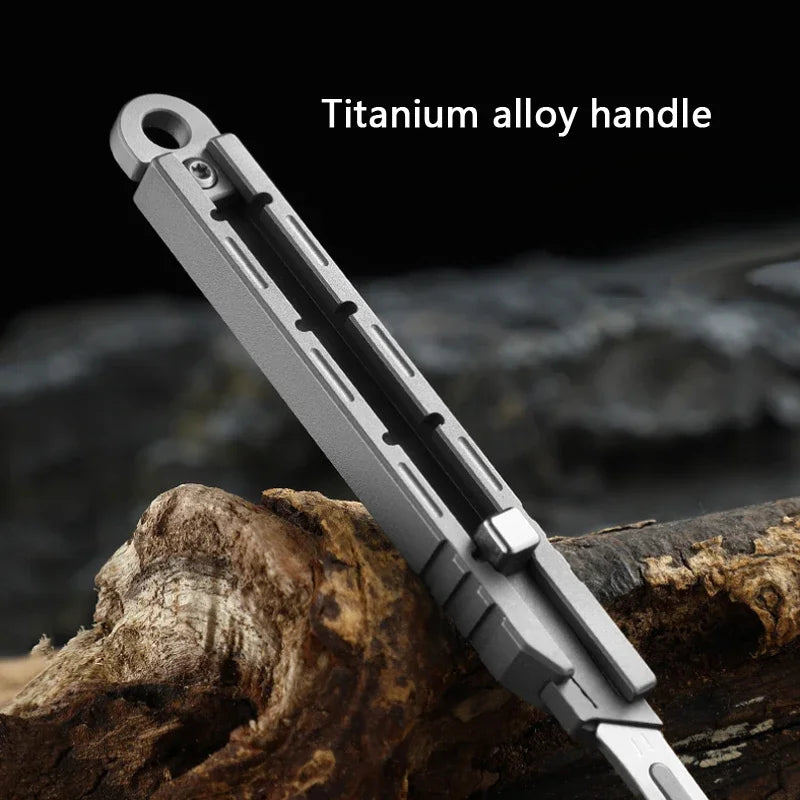 Mini Titanium Alloy Surgical Knife Outdoor Camping Open Box Portable Art Push Knife with 10pcs Blades