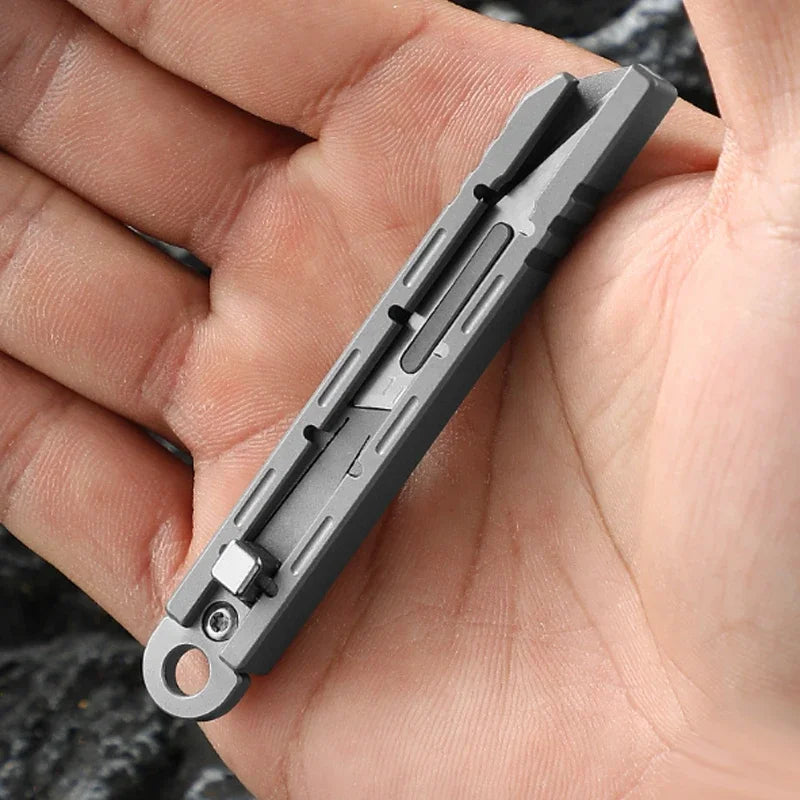 Mini Titanium Alloy Surgical Knife Outdoor Camping Open Box Portable Art Push Knife with 10pcs Blades