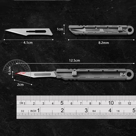 Mini Titanium Alloy Surgical Knife Outdoor Camping Open Box Portable Art Push Knife with 10pcs Blades
