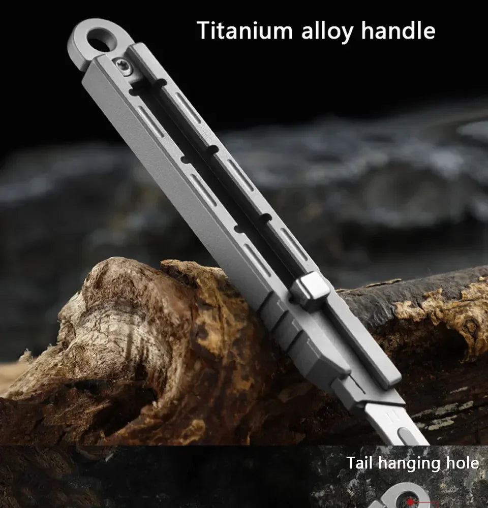 Mini Titanium Alloy Surgical Knife Outdoor Camping Open Box Portable Art Push Knife with 10pcs Blades
