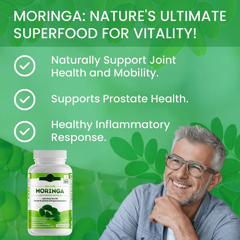 Moringa Oleifera 1000mg Capsuels with Organic Moringa Leaf Powder Antioxidant & Immune Support Energy Booster