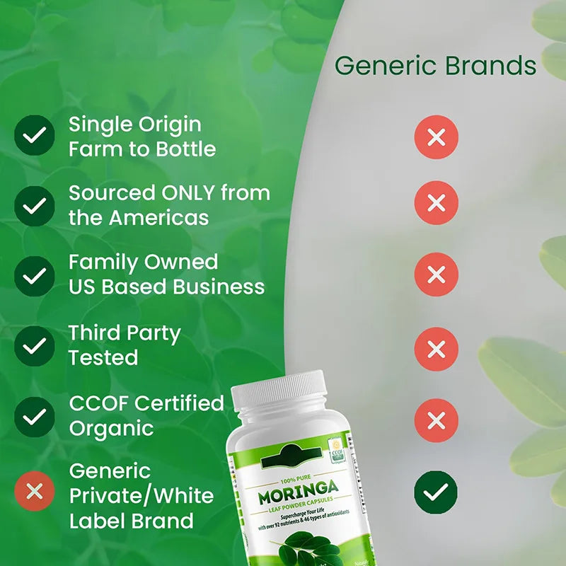 Moringa Oleifera 1000mg Capsuels with Organic Moringa Leaf Powder Antioxidant & Immune Support Energy Booster