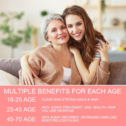 Mulittea Biotin with Collagen Supplement Protein Support Anti Aging Strong Nails Shiny Hair Glowing Smooth Skin Muslim Capsules