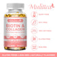 Mulittea Biotin with Collagen Supplement Protein Support Anti Aging Strong Nails Shiny Hair Glowing Smooth Skin Muslim Capsules