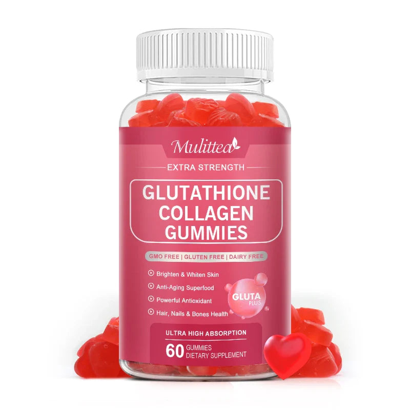 Mulittea Hydrolyzed Collagen Glutathione gummies with Brightening Skin Whitening  Anti-Aging  Antioxidant Imrpove Immune