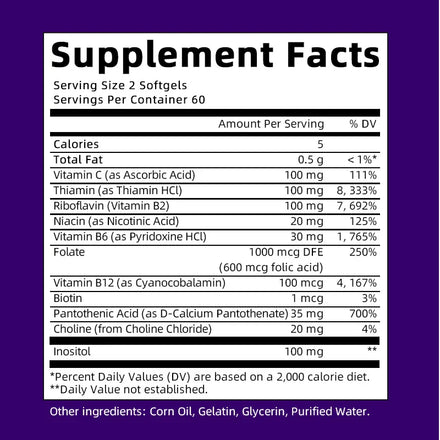 Mulittea Vitamin B Complex Capsules Help Relieve Fatigue Improve Digestion Reduce Stress Better Mood Support Immune Supplement
