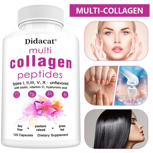 Multi-Collagen Peptides Supplement - Skin, Hair, Nails, Bone and Joint Health, Immunity, Free Radical Balance, Non-GMO in Pakistan