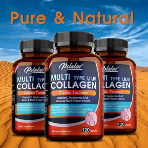 Multi Collagen Peptides with Golden Turmeric - Antioxidant, Moisturizes Skin, Reduces Fine Lines, Supports Skin, Hair and Joints