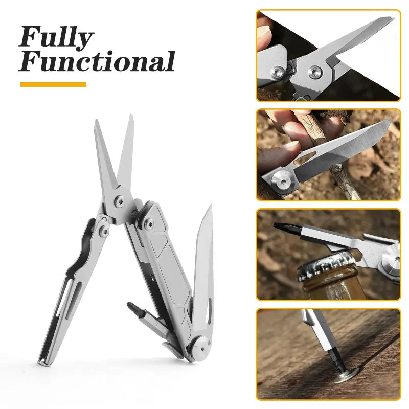 Multifunctional Scissors Mini Pocket Folding Knife with Screwdriver Camping Hiking Outdoor Survival Gear