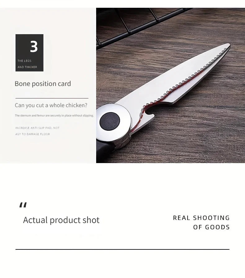 Multifunctional kitchen scissors Household fish cutting meat scissors Stainless steel scissors
