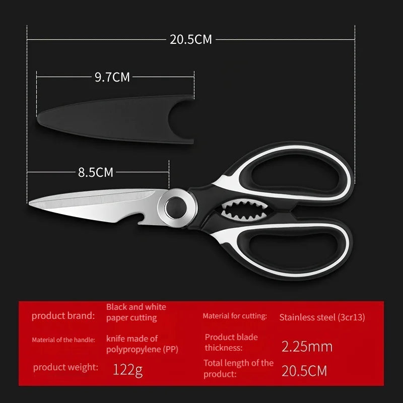 Multifunctional kitchen scissors Household fish cutting meat scissors Stainless steel scissors