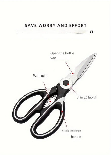 Multifunctional kitchen scissors Household fish cutting meat scissors Stainless steel scissors