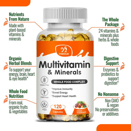Multivitamin & Mineral Capsule With Iron, Methylfolate, Zinc, Vitamins D3 & K2 To Improve Immunity, Vitality, Hair, Skin & Nails