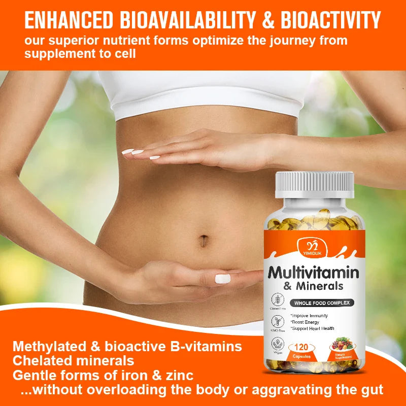 Multivitamin & Mineral Capsule With Iron, Methylfolate, Zinc, Vitamins D3 & K2 To Improve Immunity, Vitality, Hair, Skin & Nails