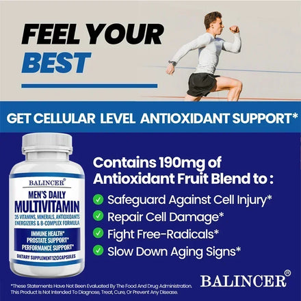 Multivitamin Supplement for Men – Provides Cognitive Brain Health, Energy and Stamina, and Muscle Mass