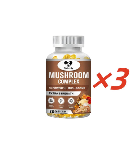 Mushroom Complex Supplement for Nootropic Brain Memory & Focus Immune Booster Natural Energy & Stress Relief