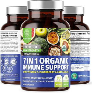 N1N Premium 7 in 1 Immune Support Supplement [100% USDA Organic] Daily Immune Boost with Vitamin C, Elderberry, Moringa Leaf, Oregano and Garlic for Immunity and Inflammatory Response, 90 Tablets in Pakistan