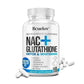 NAC + Glutathione Supplement, Supports Skin Health - Liver, Detox, Brightening, Antioxidant Supplement, Non-GMO, 120 Capsules