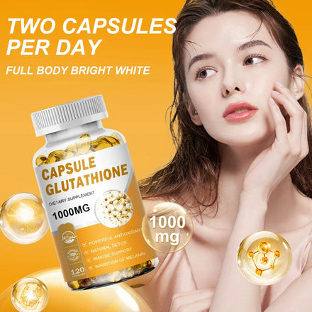 NATURE'S LIVE Glutathione Capsules 1000MG Anti-Aging Skin Whitening Lightening 120 Softgels