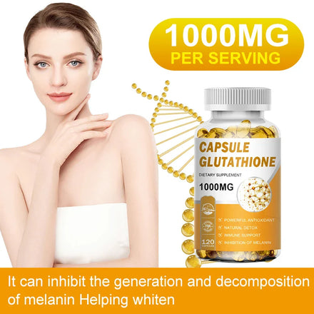 NATURE'S LIVE Glutathione Capsules 1000MG Anti-Aging Skin Whitening Lightening 120 Softgels
