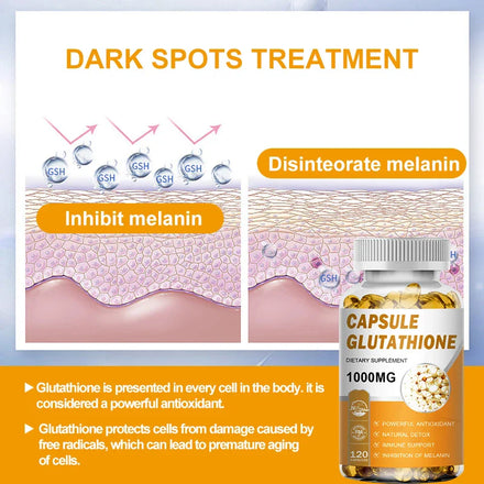 NATURE'S LIVE Glutathione Capsules 1000MG Anti-Aging Skin Whitening Lightening 120 Softgels