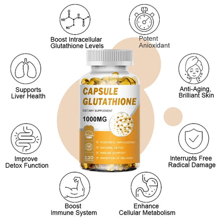 NATURE'S LIVE Glutathione Capsules 1000MG Anti-Aging Skin Whitening Lightening 120 Softgels