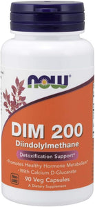 NOW Foods Supplements, DIM 200 (Diindolylmethane) with Calcium D-Glucarate, 90 Veg Capsules