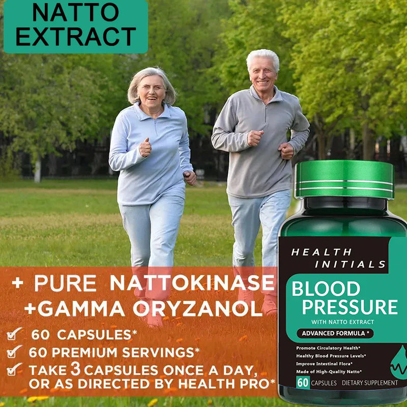 Natto supplement, maximum intensity enzyme and heart health support, improves blood flow, balances cholesterol and triglycerides