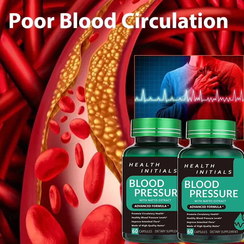 Natto supplement, maximum intensity enzyme and heart health support, improves blood flow, balances cholesterol and triglycerides