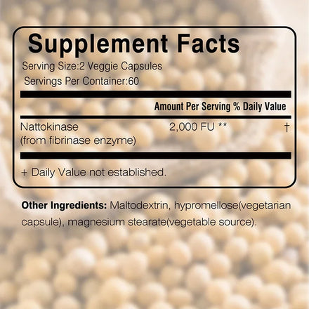 Nattokinase Supplement - Supports Heart Health & Circulatory & Normal Blood Flow, Non-GMO, Gluten Free