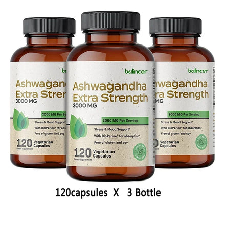 Natural Ashwagandha Stress & Mood Relief Herbal Vegetarian KSM-66 Capsules Anti-Anxiety Stress Relief Brain Health