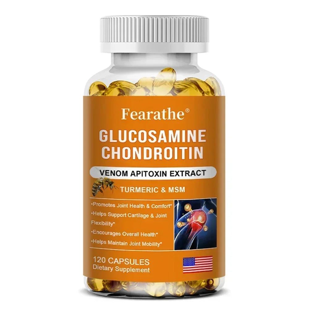 Natural Bee Venom Extract Glucosamine Chondroitin Capsules- Joint Support, Anti-Aging, Anti-Inflammation, Antioxidant, Cartilage