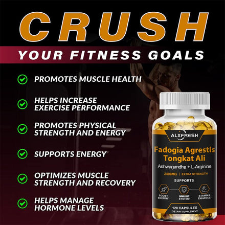 Natural Fadogia Agrestis with Tongkat Ali Root Extract for Testosterone Booster Stamina Energy Supplement
