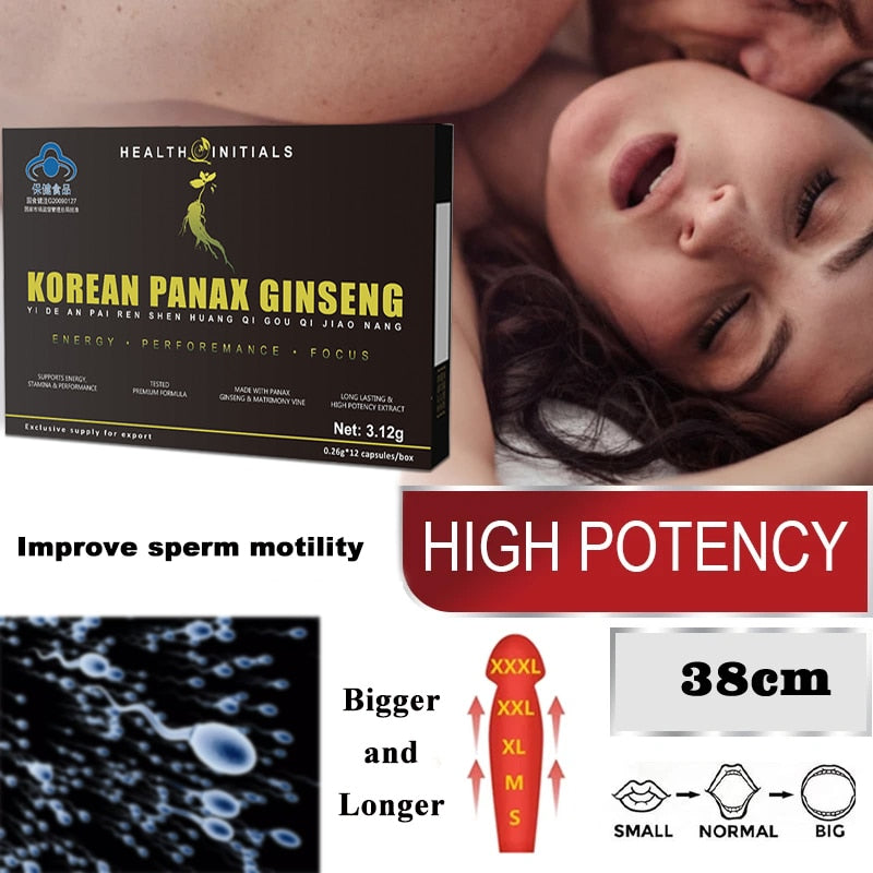 Natural Ginseng Extract Capsules Men's Strength and Mood Supplement Extended Size Male Care Extended Time