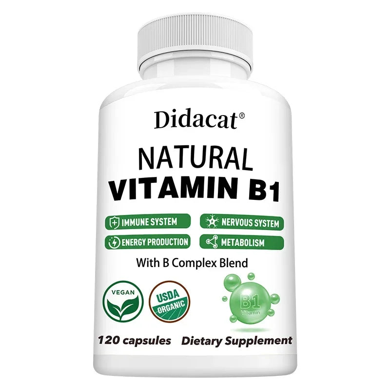 Natural Vitamin B1 B6 B12 Complex - Vitamin B1 Supplement, Essential B Vitamins for Men& Women, Nervous System, Immunity, Energy