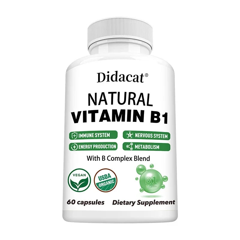Natural Vitamin B1 B6 B12 Complex - Vitamin B1 Supplement, Essential B Vitamins for Men& Women, Nervous System, Immunity, Energy