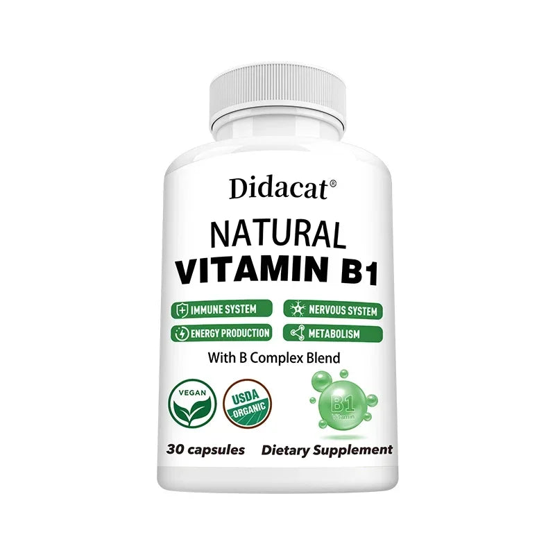 Natural Vitamin B1 B6 B12 Complex - Vitamin B1 Supplement, Essential B Vitamins for Men& Women, Nervous System, Immunity, Energy