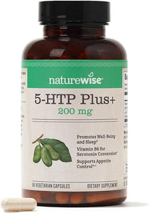 NatureWise 5-HTP 200Mg Mood Support, Natural Sleep Aid helps promote healthy eating habits, Easy-to-Digest Delayed Release Capsules Enhanced w/ Vitamin B6, Non-GMO (2 Month Supply - 60 Count) in Pakistan