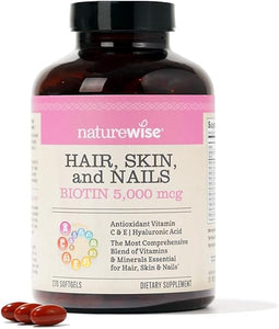 NatureWise Hair Skin and Nails Vitamin, Biotin 5000mcg w/Hyaluronic Acid, Multivitamin for Women w/Vitamin C, Vitamin B Complex, Vitamin D, A, E - Non-GMO, Gluten Free - 270 Softgels[3-Month Supply] in Pakistan