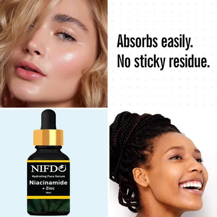 Nifdo Skin Brightening Serum with Niacinamide and Zinc, Hydrating Face Serum, anti acne serum