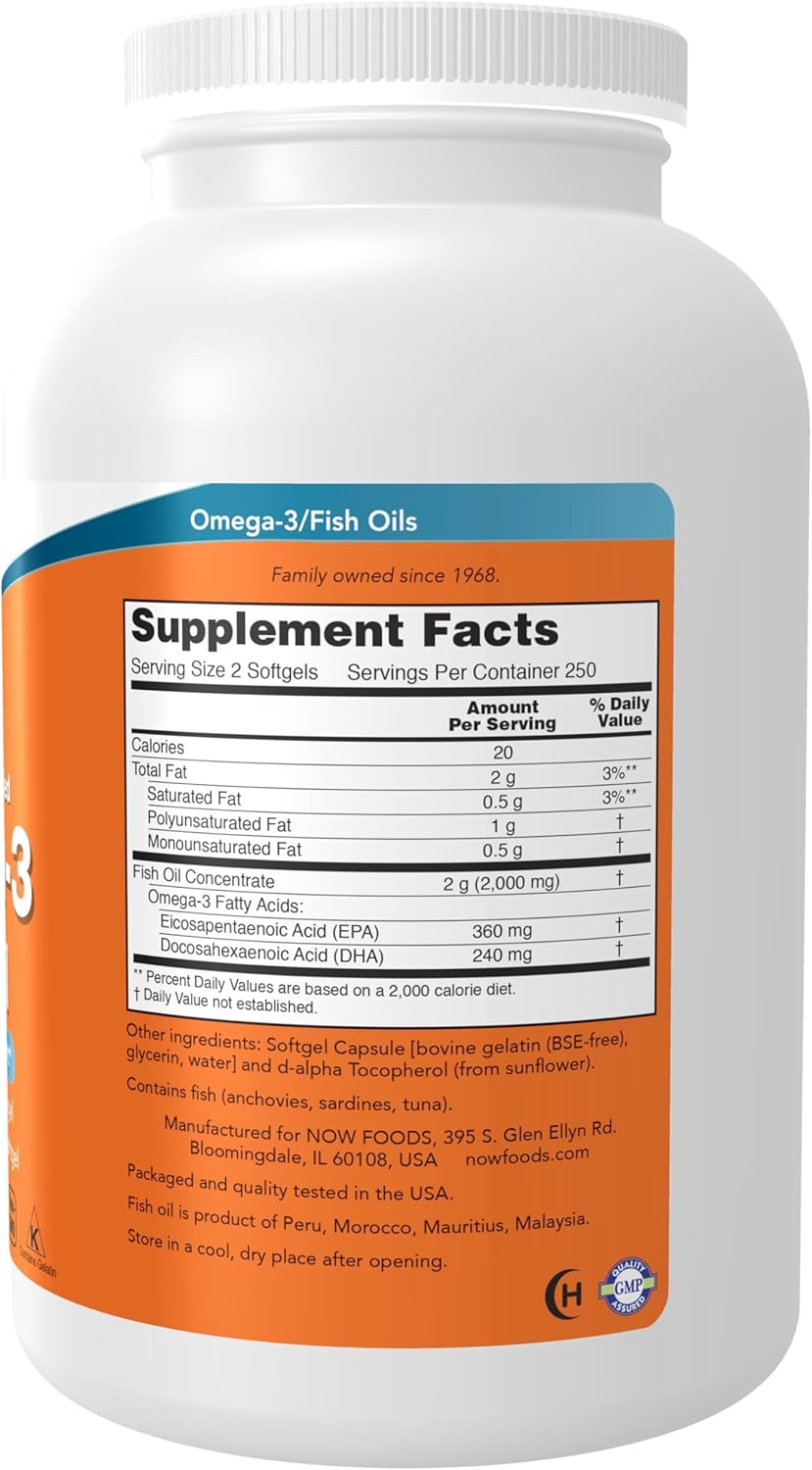 NOW Foods Supplements, Omega-3 180 EPA / 120 DHA, Molecularly Distilled
