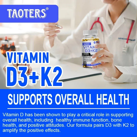 Optimum Vitamins D3 and K2 - Supports Strong Bones and Muscles, Calcium Absorption and Immune Health