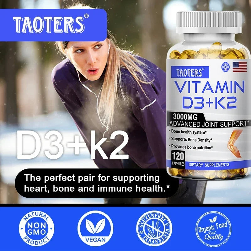 Optimum Vitamins D3 and K2 - Supports Strong Bones and Muscles, Calcium Absorption and Immune Health